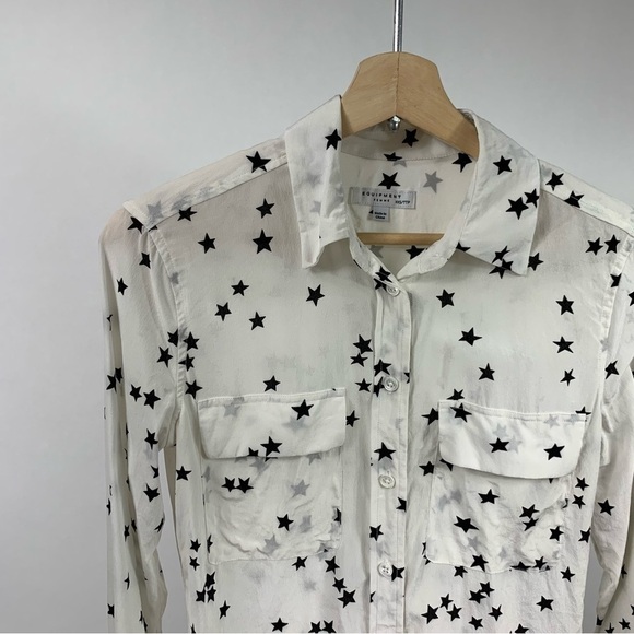 Equipment Signature Celebrity Star Print 100% Silk Button Down Shirt XXS - Picture 4 of 14